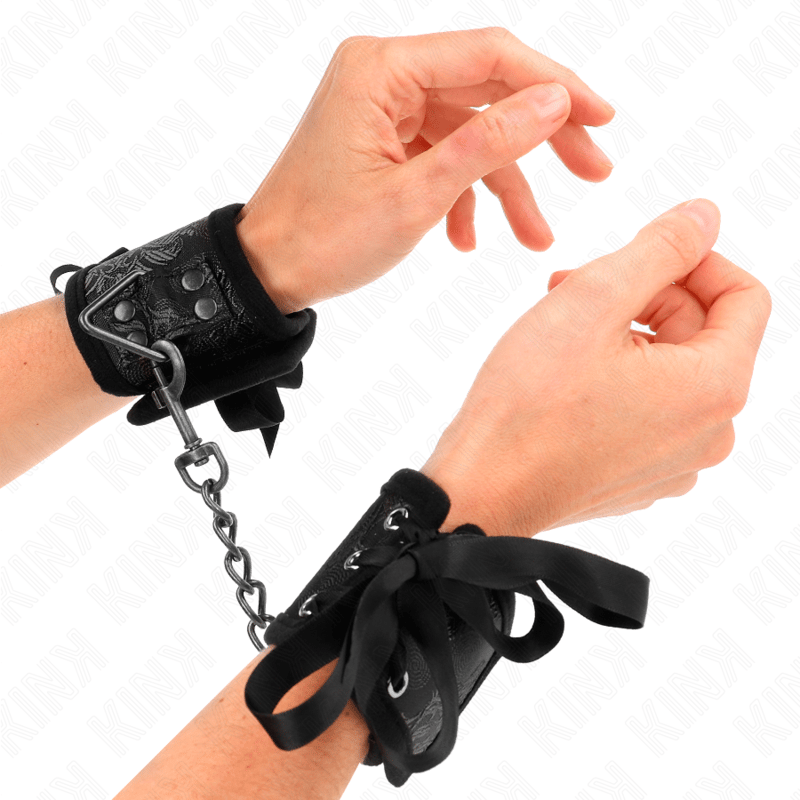 Kink Scandal – Handgelenkfesseln, Schwarz, aus Spitze