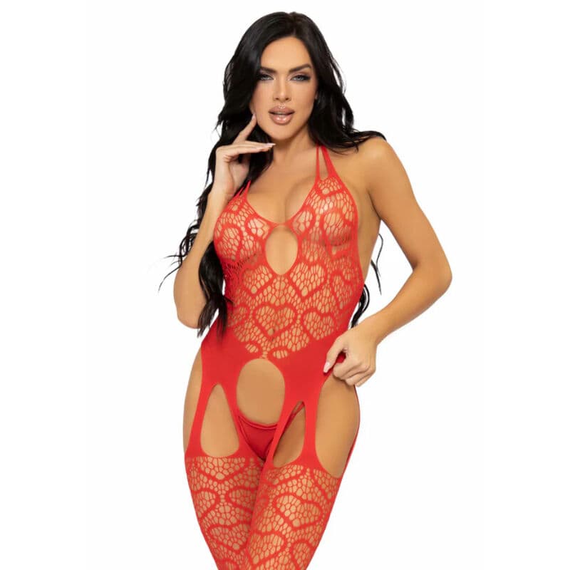 Leg Avenue Sweet Heart – Netz-Bodystocking in Strapsoptik