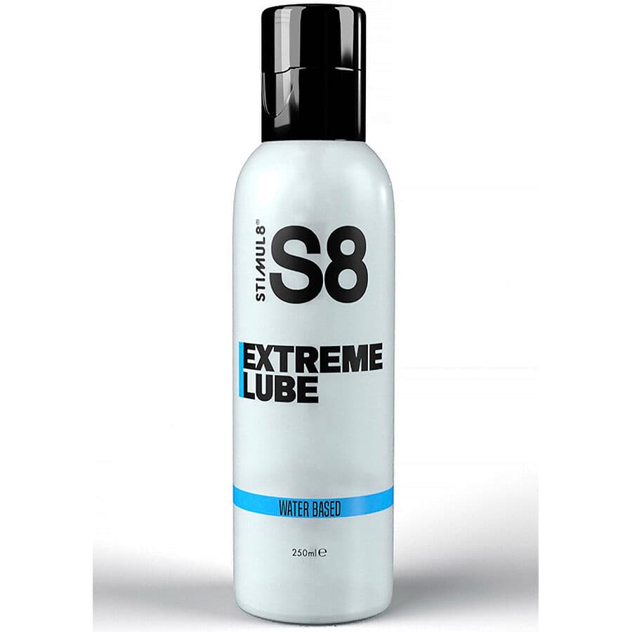 Stimul8 S8 Extreme Gleitgel, 250-ml-Flasche im Größenvergleich
