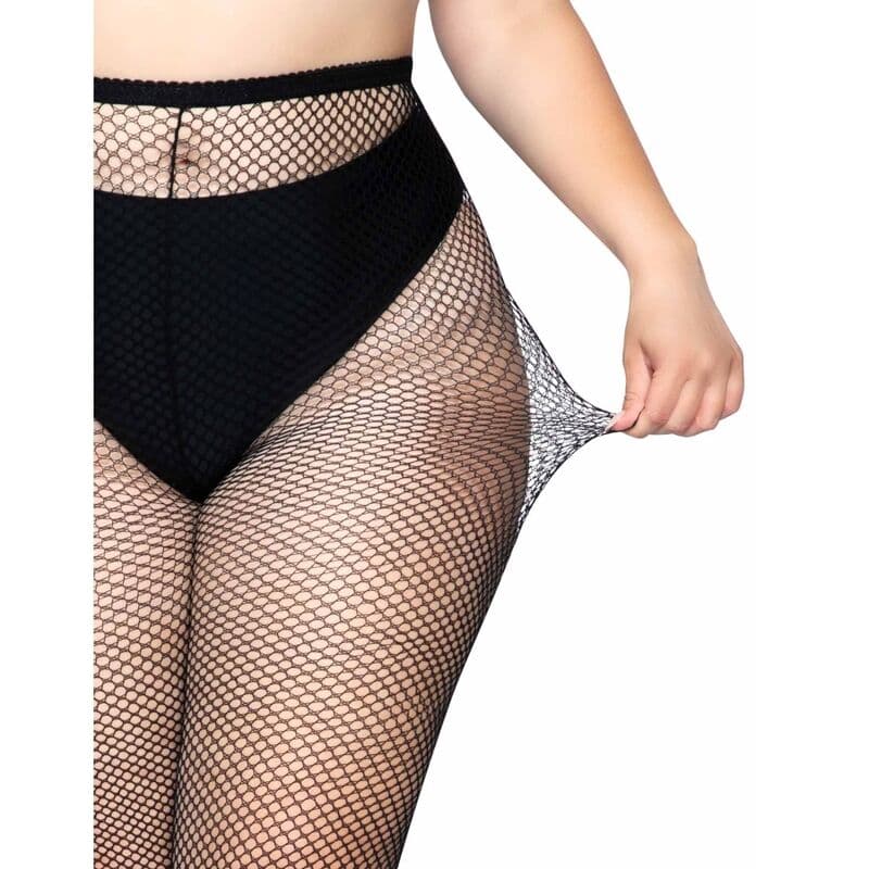Leg Avenue – Netzstrumpfhose in Plus Size mit angenähtem Bund