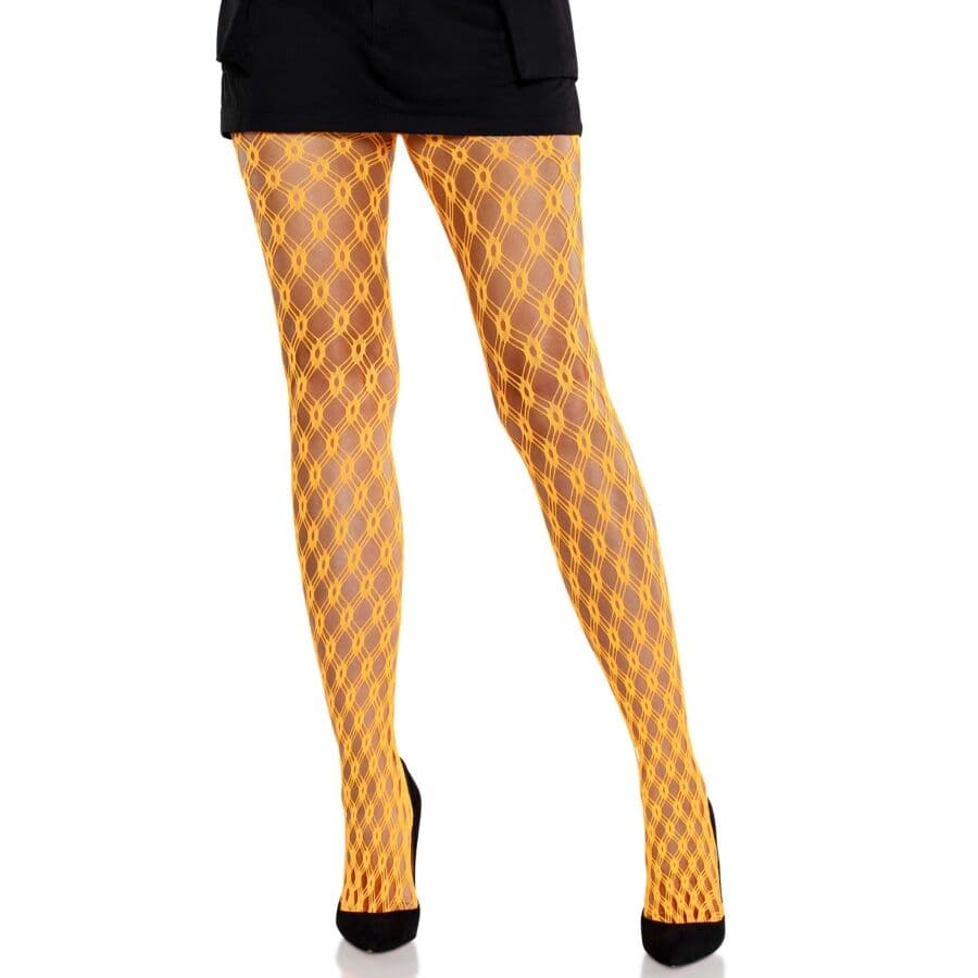 Leg Avenue Netzstrumpfhose – geometrisches Muster mit Ösen