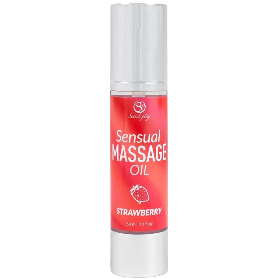Secretplay Erdbeer-Massageöl – Airless-Flasche mit Dosierspender