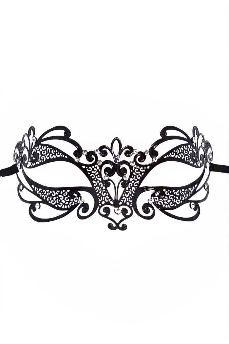 Be Lily – Venezianische Maske aus Metall mit Strasssteinen, schwarz (schwarz 4)