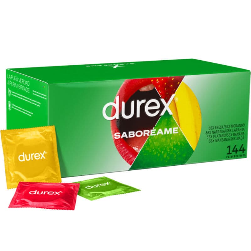 Durex Pleasure Fruits – Kondome mit vier Fruchtaromen, 144 Stück