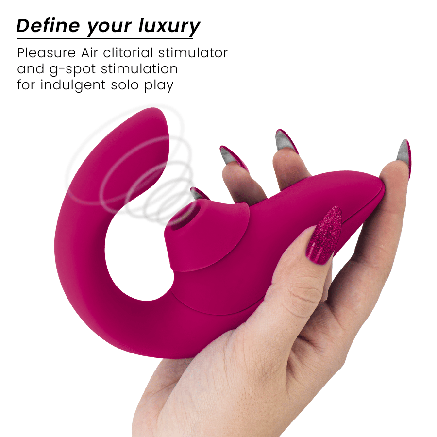 Womanizer Blend Rabbit-Vibrator mit Pleasure Air, in der Farbvariante Rosé, Gesamtansicht von vorn