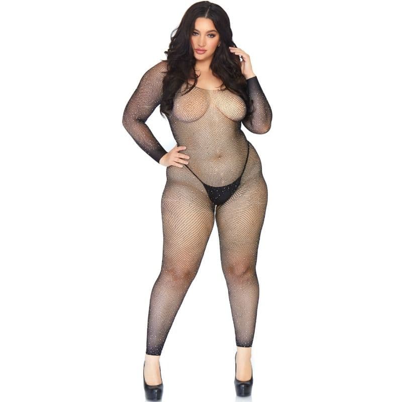 Leg Avenue Crystalized Net – nahtloser Bodystocking, Übergröße