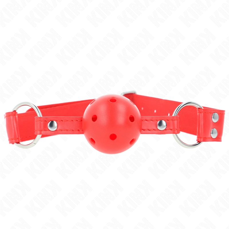 Kink – Ballknebel mit hohler Hartkugel, rot, Riemen 62 cm