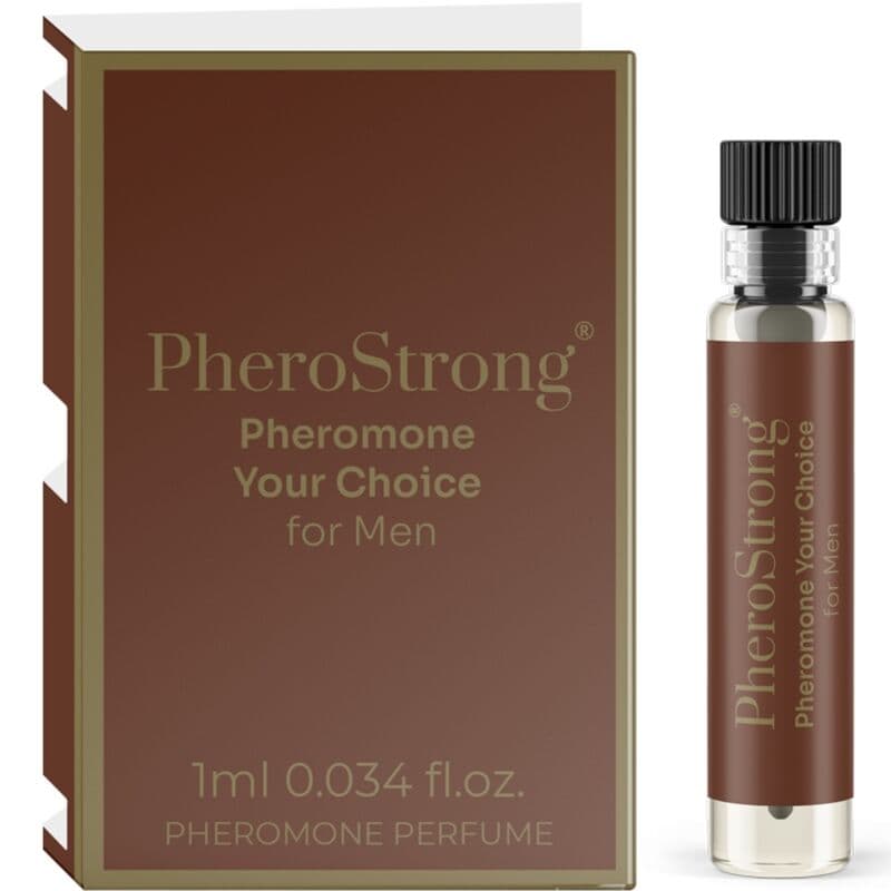 PheroStrong Your Choice Pheromon-Parfum für Männer, 1-ml-Probe im Größenvergleich