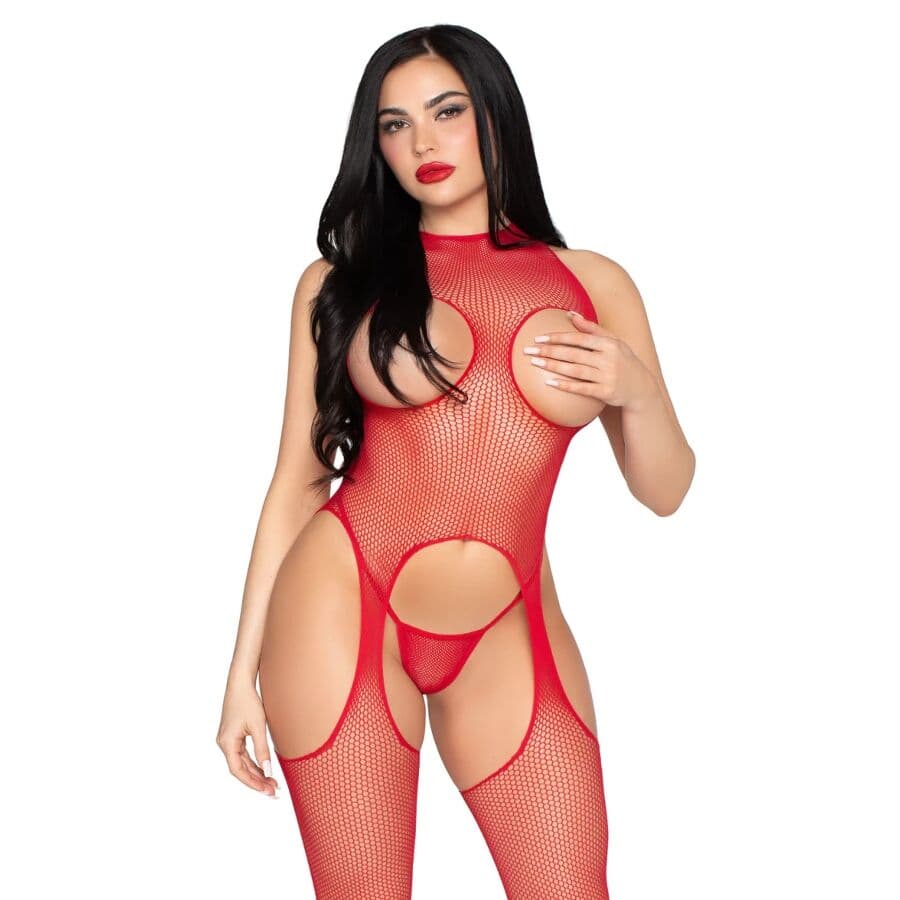 Leg Avenue – Cupless Bodystocking mit String, zweiteilig