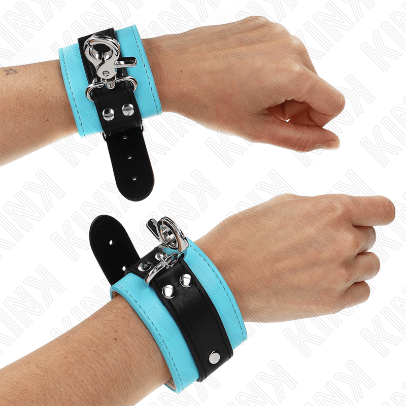 Kink Premium – Handgelenkfesseln, Schwarz/Blau, verstellbar