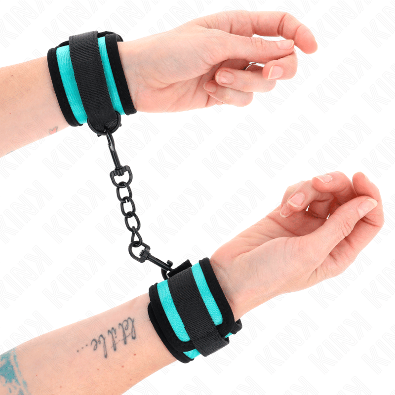 Kink – Handgelenkfesseln, Schwarz-Blau, mit Klettverschluss