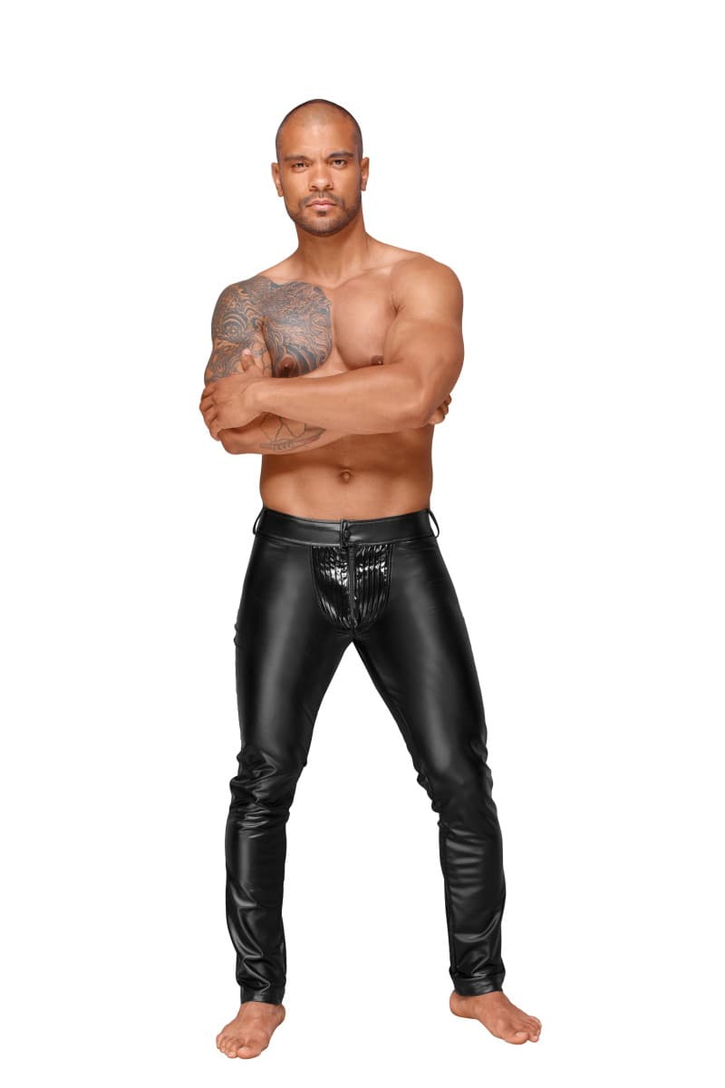 Noir Handmade – Herrenhose, aus Powerwetlook mit Lack-Zierfalten
