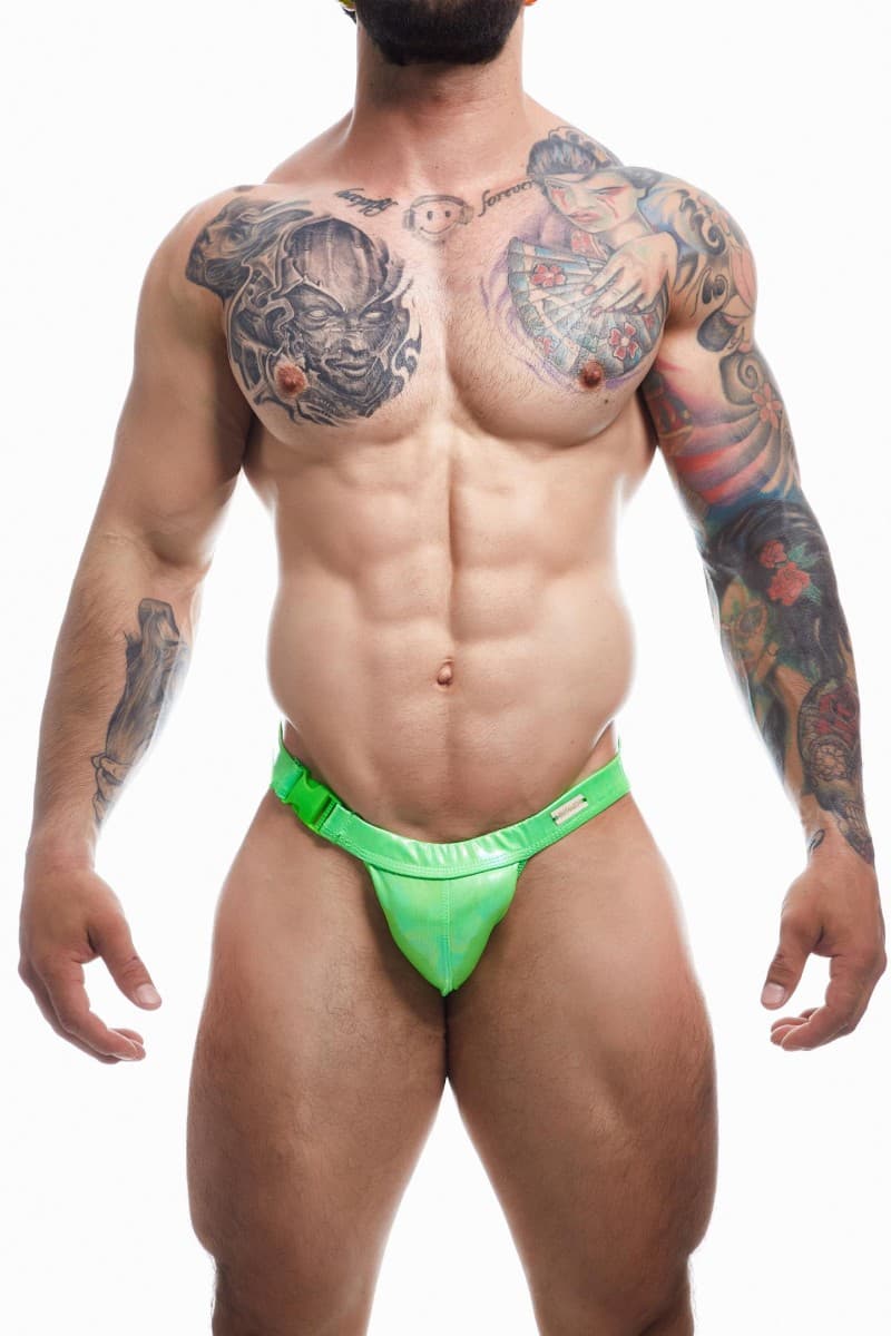 Cut4Men – Tanga-Slip mit Clipverschluss, Grün