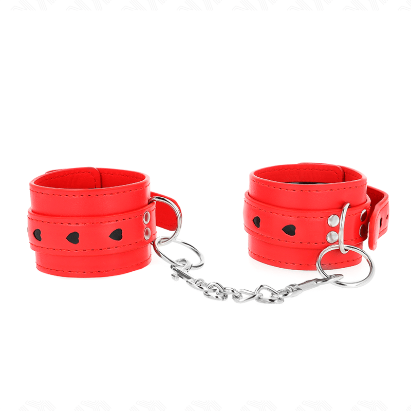 Kink – Handgelenkfesseln, Rot, mit Herzeinlage