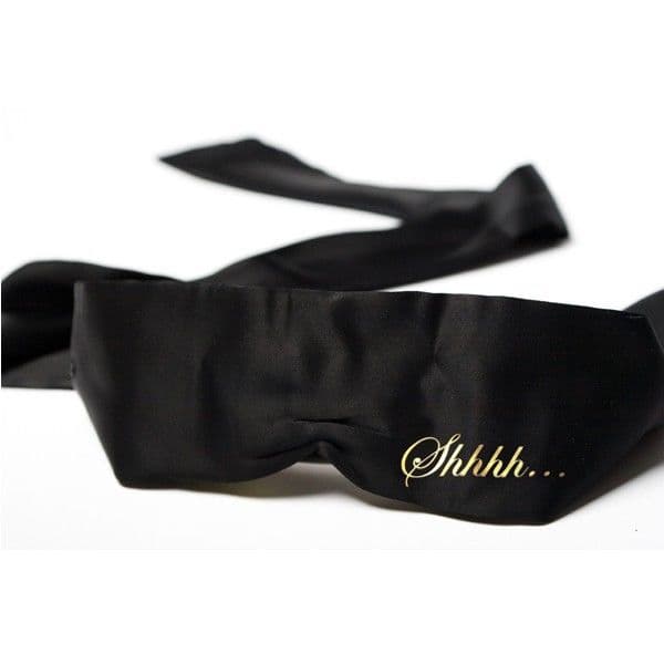 Bijoux Indiscrets Shhh – Augenmaske aus Satinband mit Botschaften