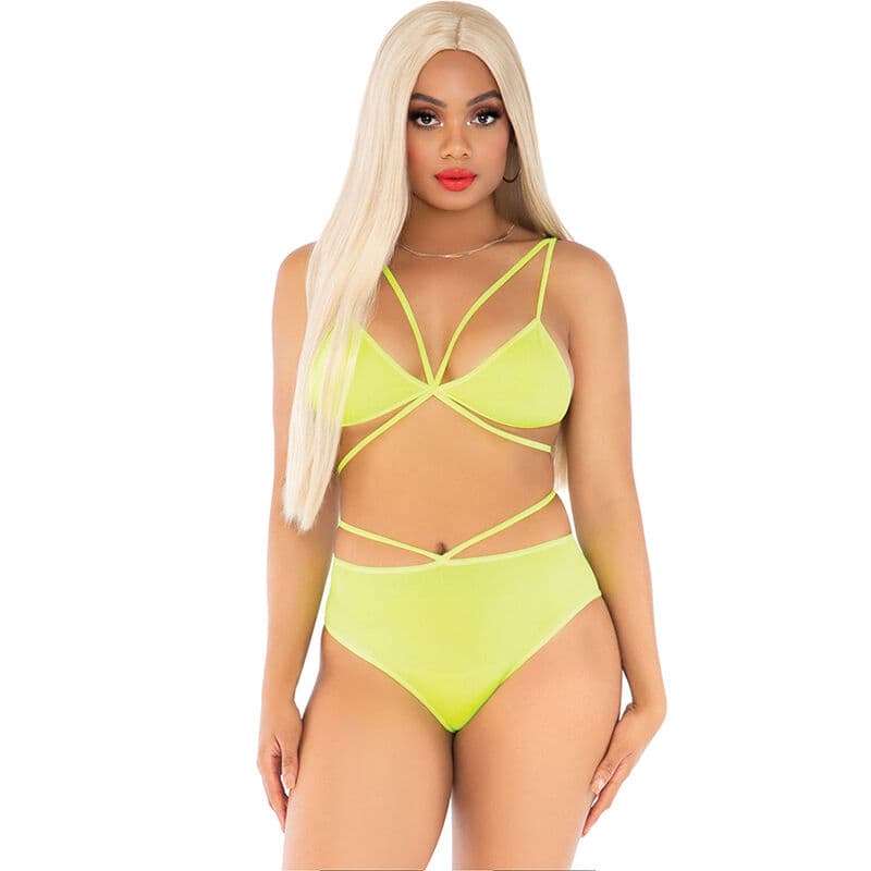 Leg Avenue – zweiteiliges Dessous-Set mit Riemchen-Top und Höschen