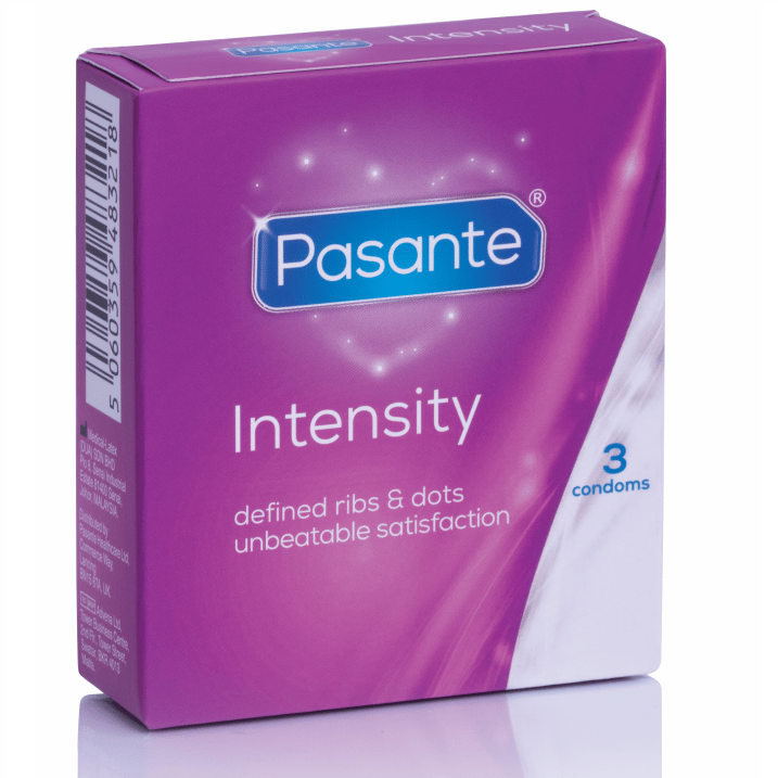 Pasante Ribs & Dots Intensity – konische Kondome mit Rippen und Punkten