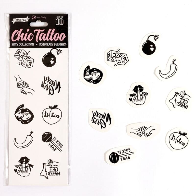 SecretPlay Spicy Collection – Set mit 10 temporären Tattoos