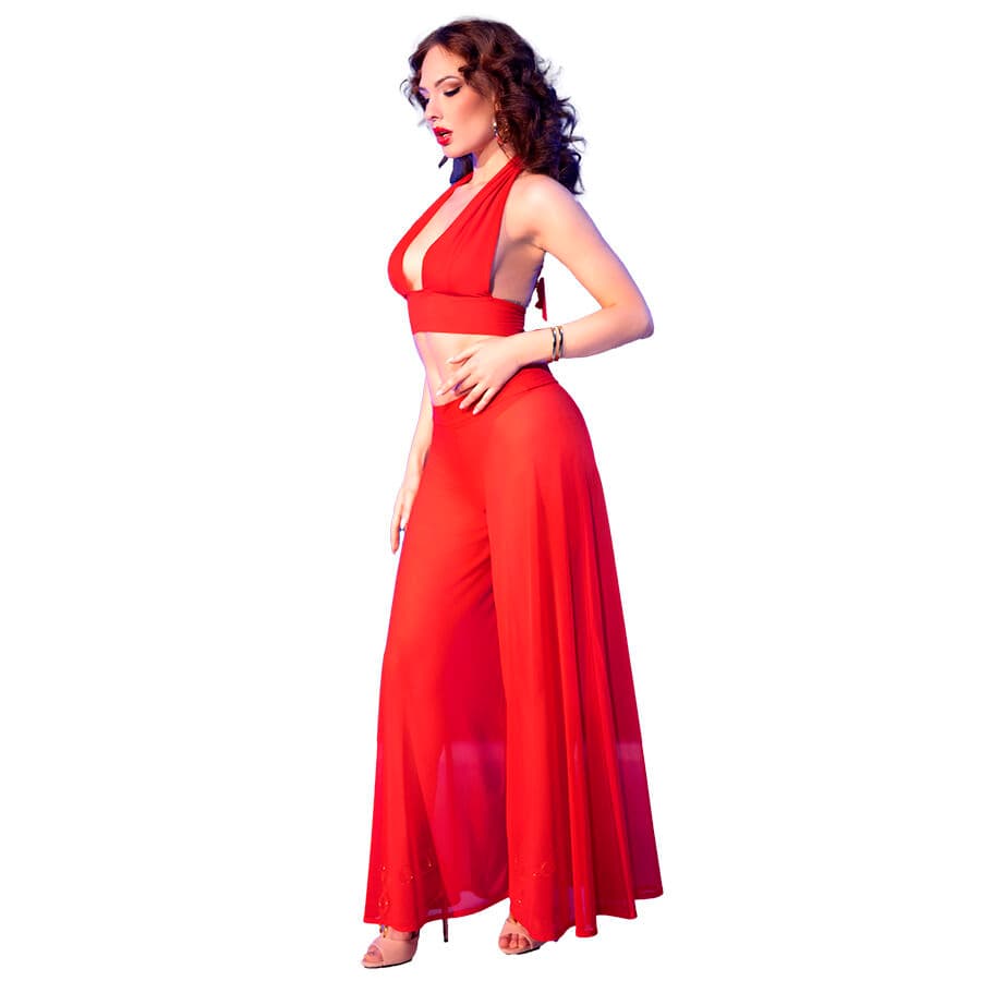 Chilirose Top- und Hosen-Set in – transparent, mit Tanga