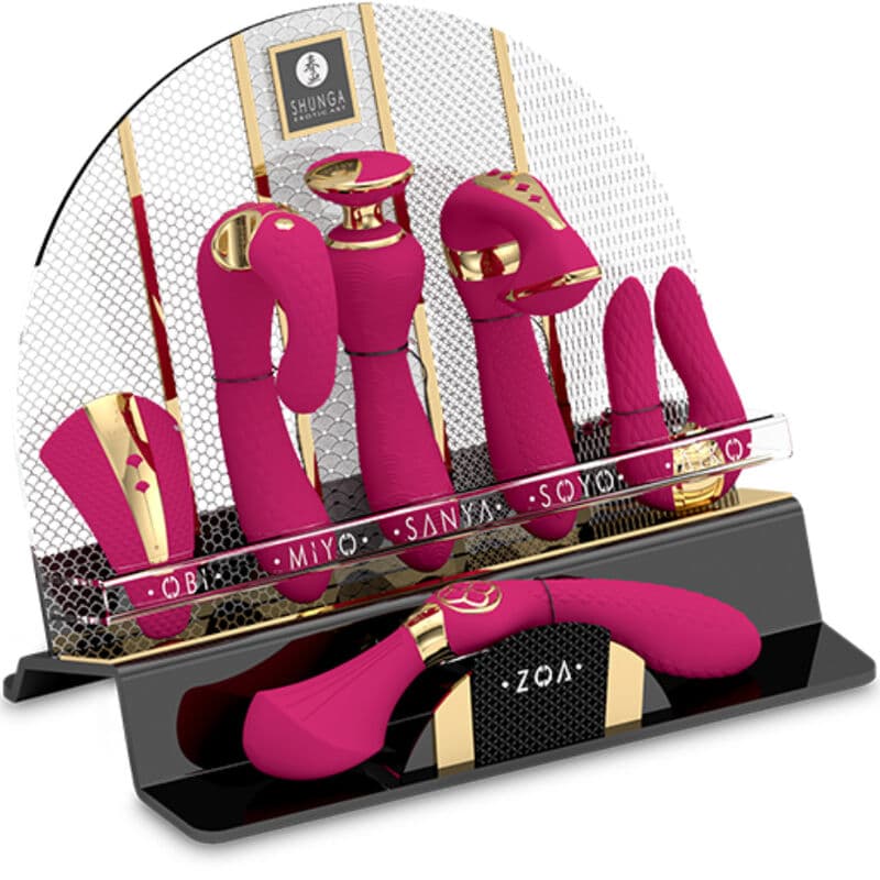 Shunga Verkaufsdisplay – Ausstellung mit 6 Fuchsia-Intimmassagegeräten