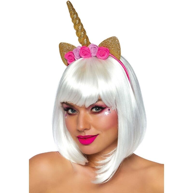 Leg Avenue Einhorn-Stirnband – Haarreif mit Blüten in Gold
