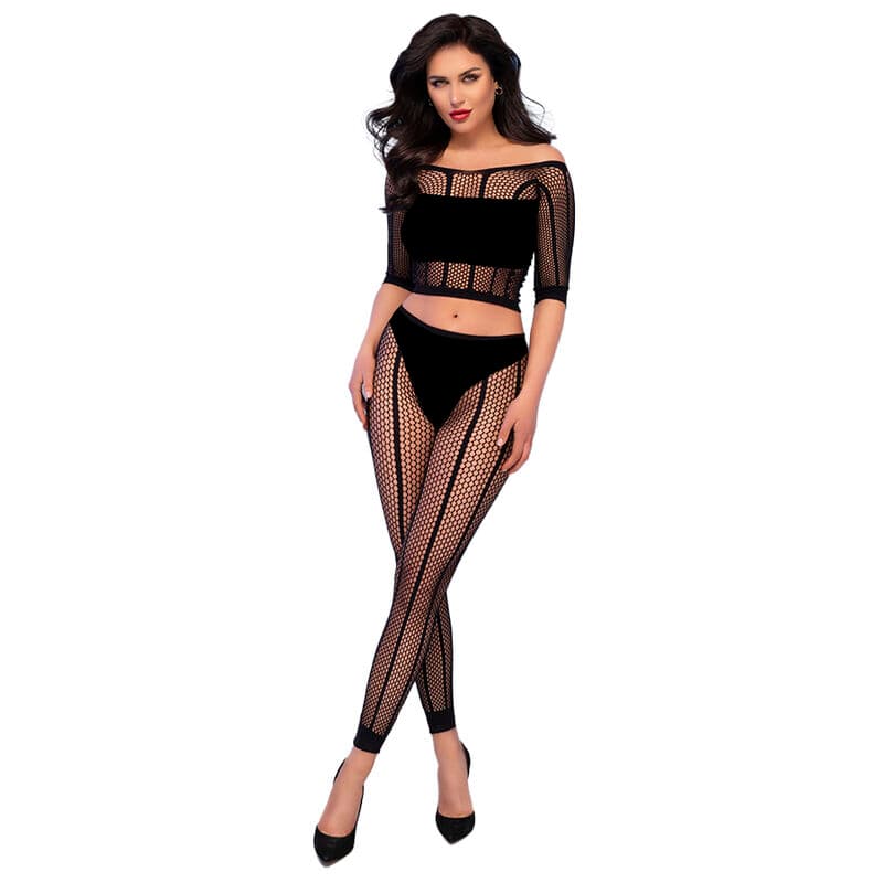 Chilirose Dessous-Set Schwarz – Spitzen-Top mit Leggings
