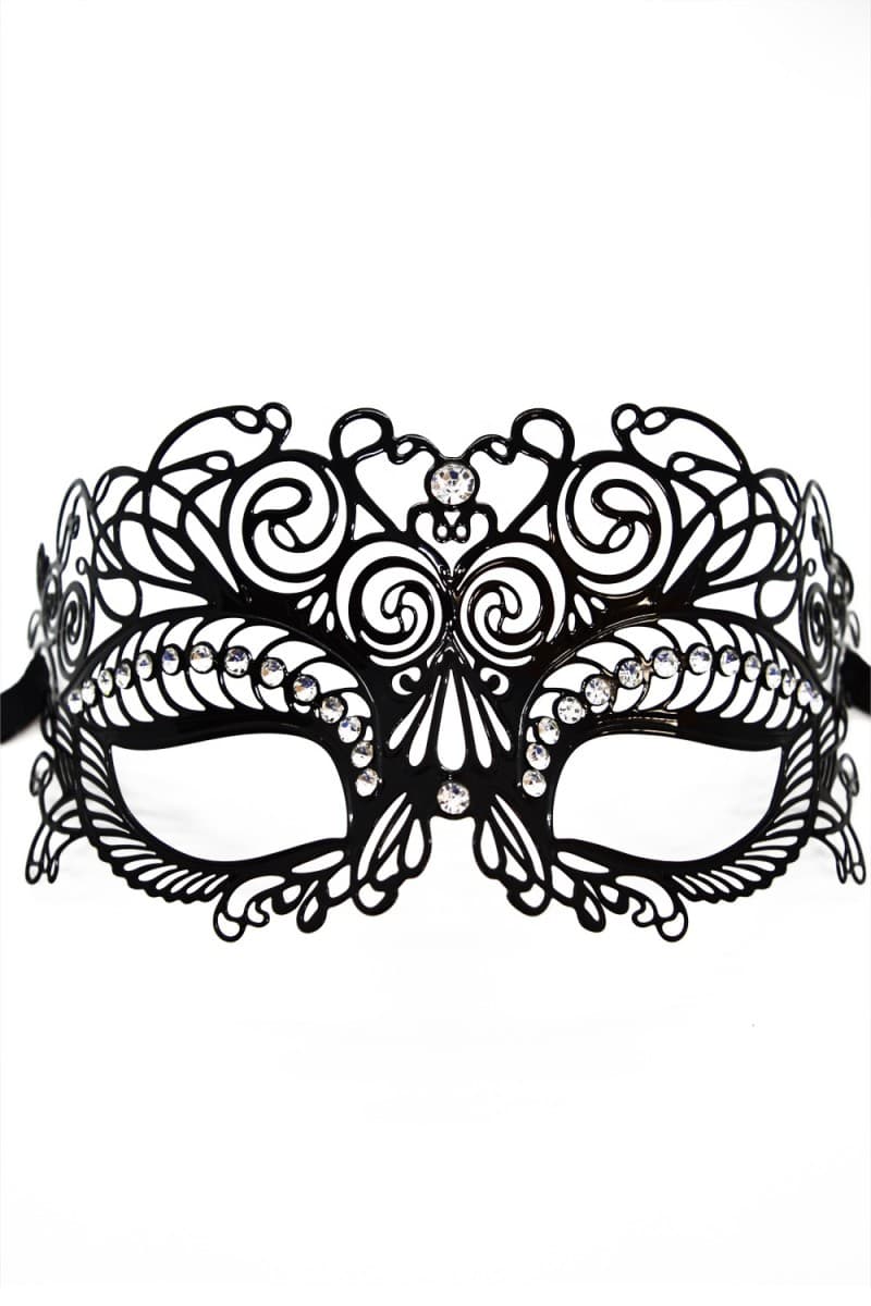 Be Lily – Venezianische Maske aus Metall mit Strasssteinen, schwarz (schwarz 10)