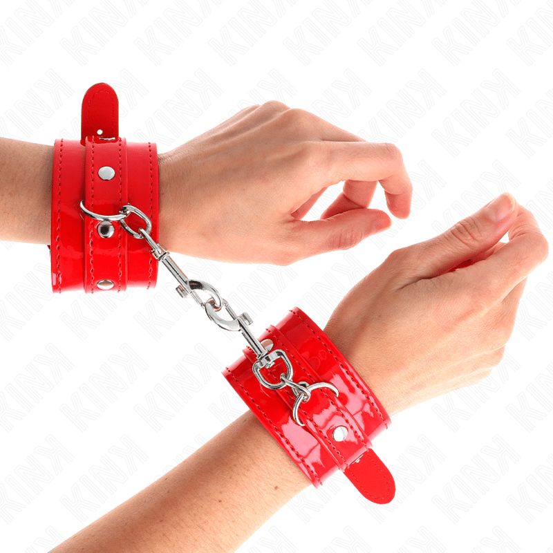 Kink – Handgelenkfesseln, Rot, in Lack-Optik