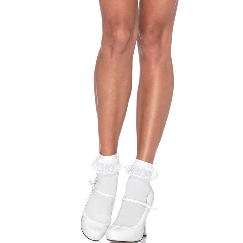 Leg Avenue Spitzenrüschensocken – weiße Söckchen mit Rüschenbesatz
