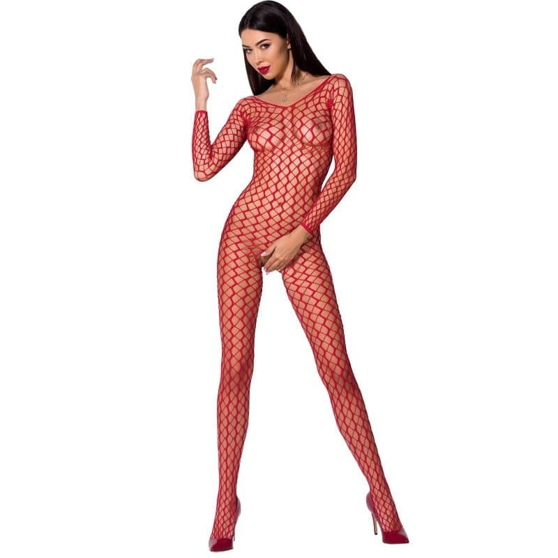 Passion BS068 – Netz-Bodystocking mit Spitze und Schrittöffnung