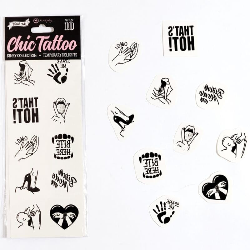 SecretPlay Kinky Collection – Set mit 10 temporären Tattoos