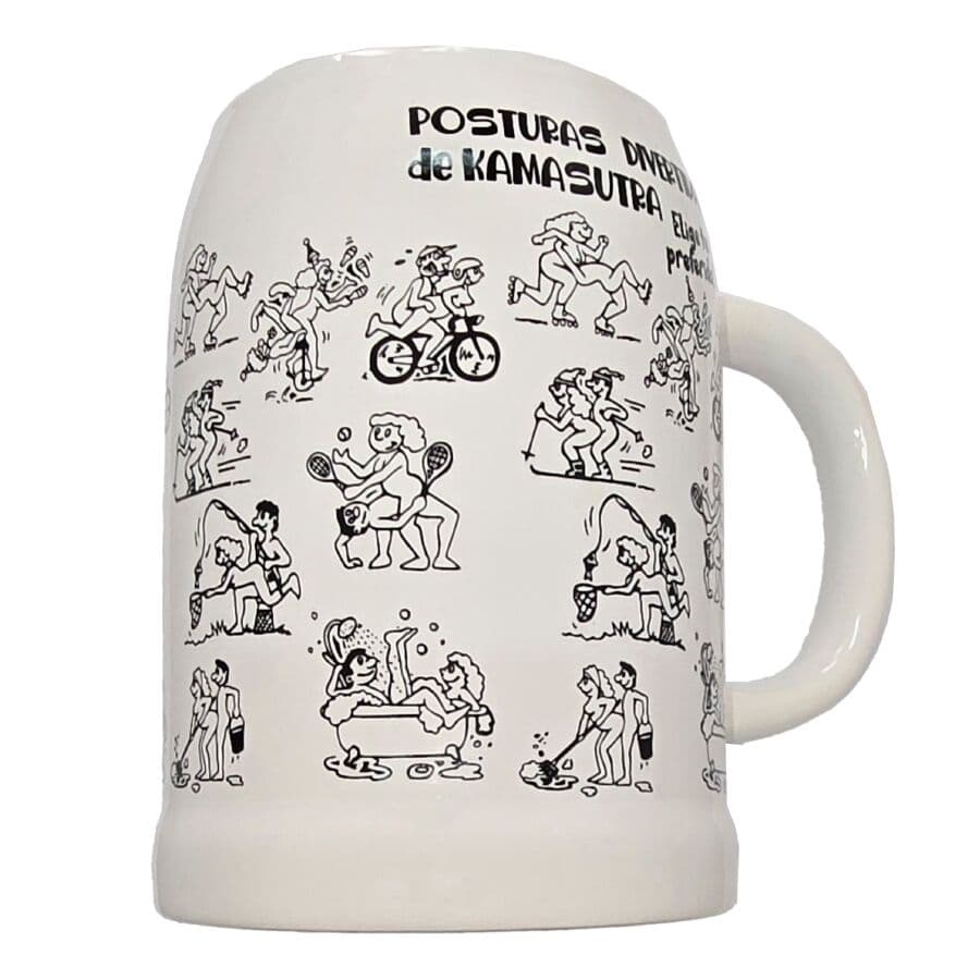 Diablo Picante Kamasutra-Bierkrug – Weißer Keramikbecher 700 ml