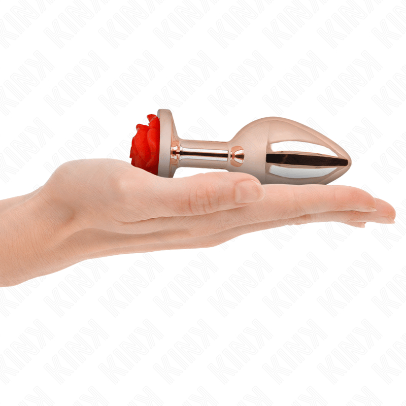 Kink Analplug mit roter Rose – Edelstahl in Roségold-Optik