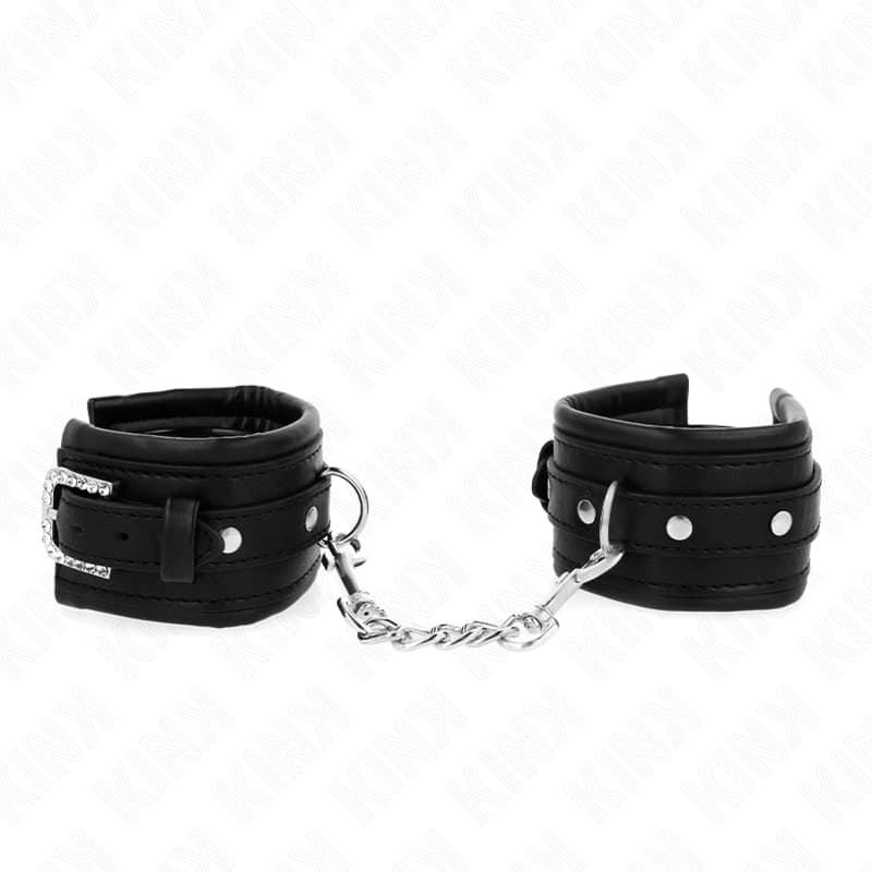 Kink – Handgelenkfesseln, Schwarz, mit Strass-Schnalle