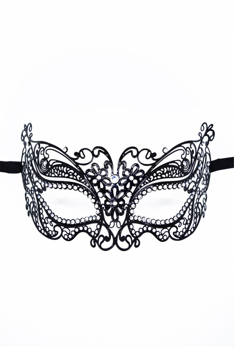 Be Lily – Venezianische Maske aus Metall mit Strasssteinen, schwarz (schwarz 5)