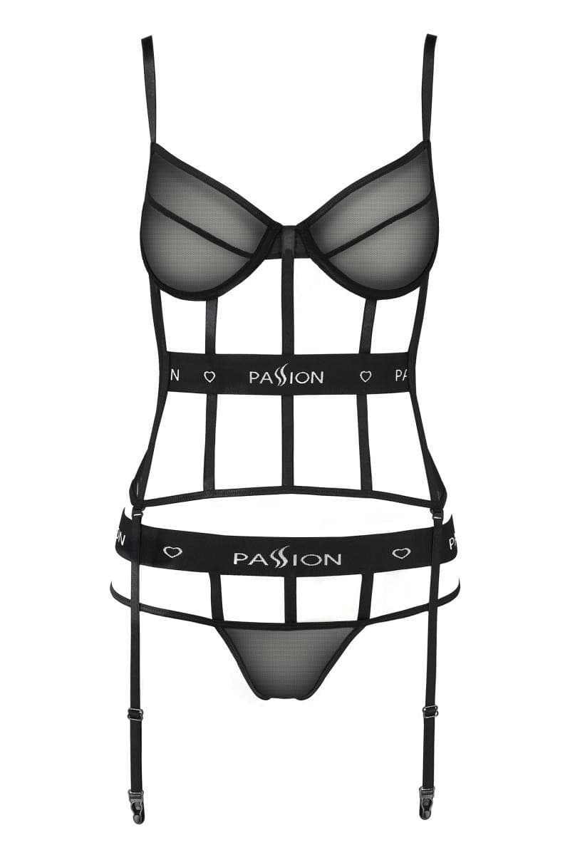 Passion Devil Collection – Corsage mit String und Strumpfhaltern
