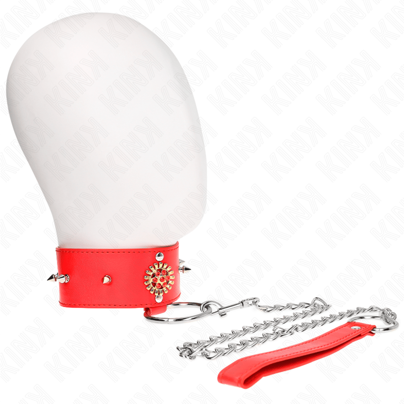 KINK Rote Diamantkette – Halsband mit Leine