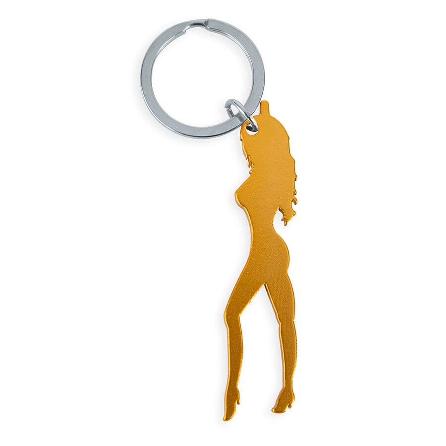 Diablo Picante – Flaschenöffner-Schlüsselanhänger mit weiblicher Silhouette, Goldfarben