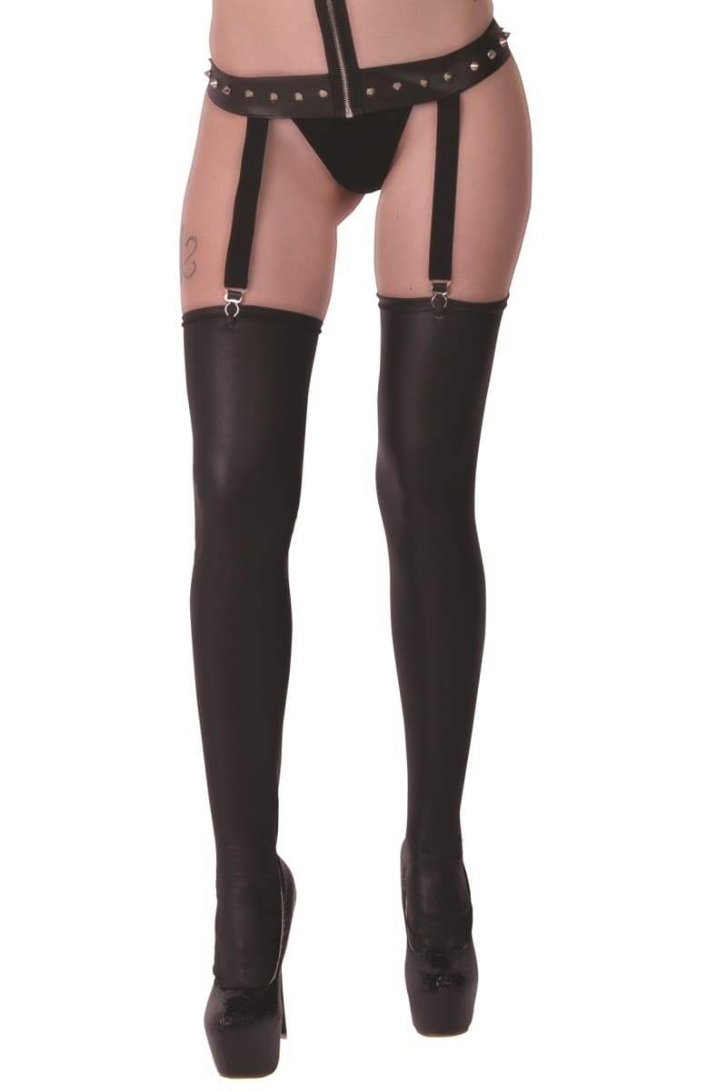 Legg Story Bianca – Wetlook-Strümpfe für Strumpfhaltergürtel