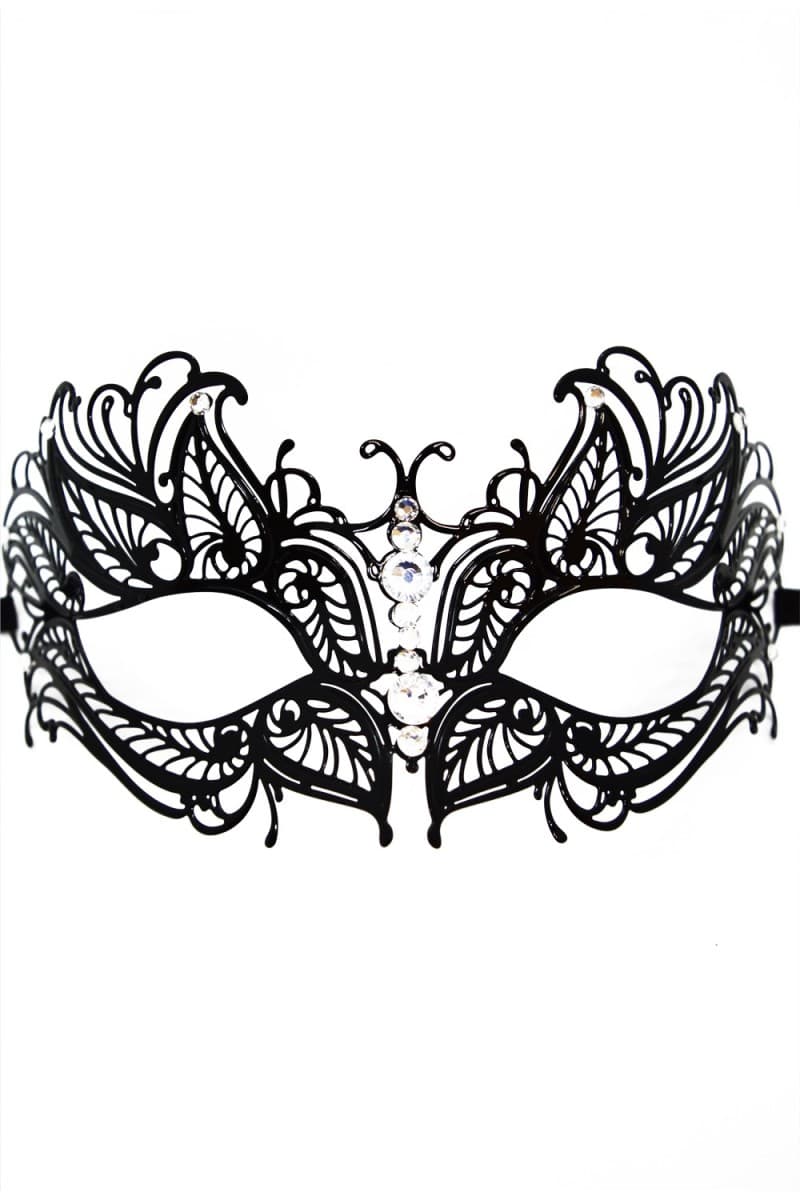 Be Lily – Venezianische Maske aus Metall mit Strasssteinen, schwarz