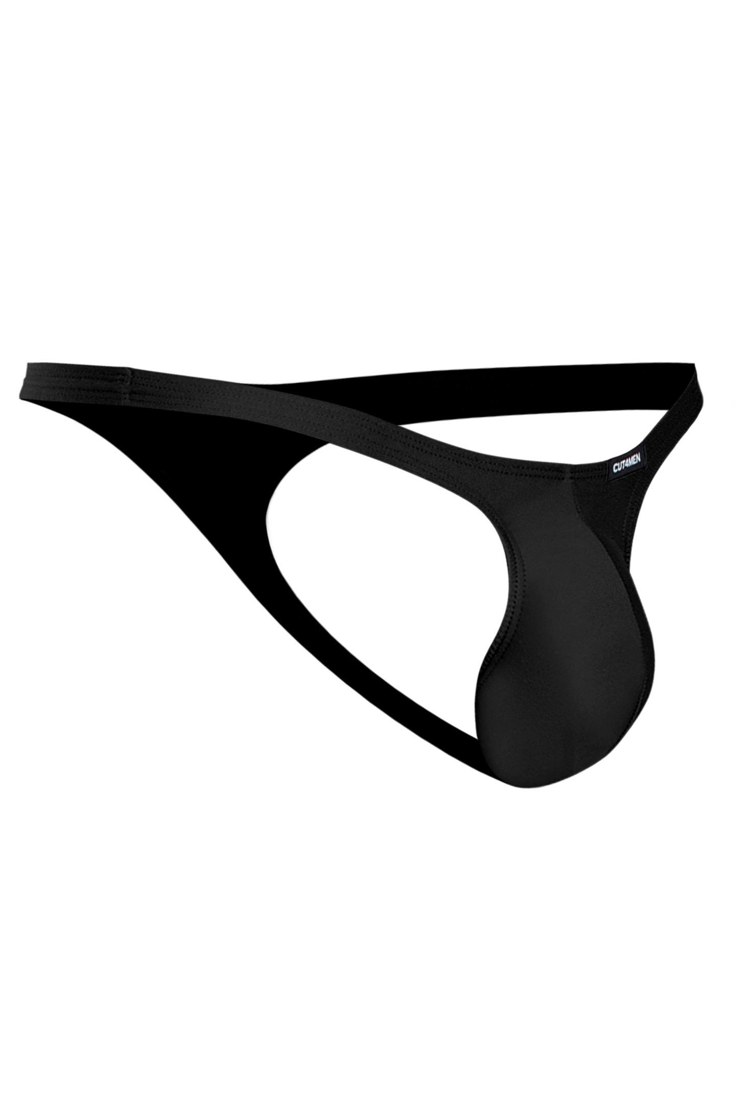 Cut4Men Micro-String aus Mikrofaser, Farbvariante Schwarz, Gesamtansicht von vorne