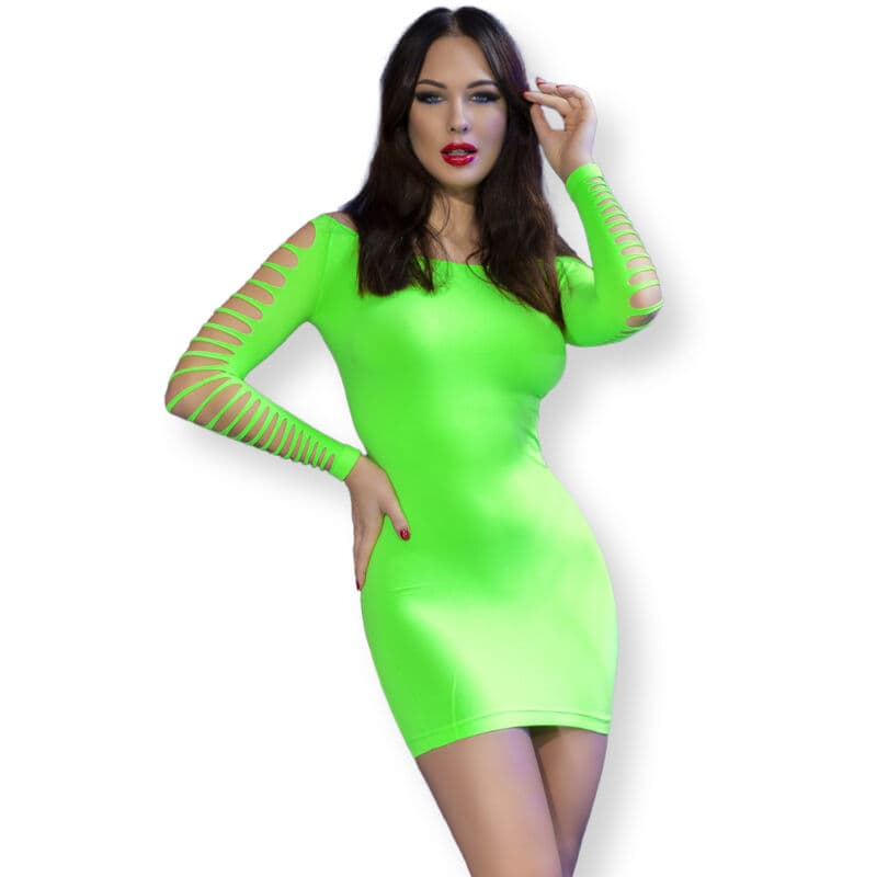 Chilirose Minikleid in Grün – nahtloses Kleid aus elastischem Polyamid