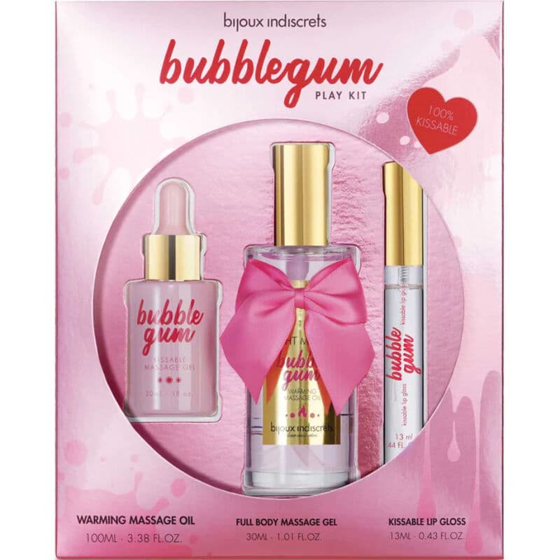 Bijoux Indiscrets Bubblegum Play Kit – Massageöl, Gel und Lipgloss