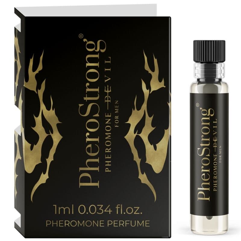 PheroStrong Devil Pheromon-Parfum für Männer, 1-ml-Probe im Größenvergleich