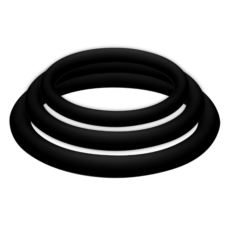 Joydivision Potenzduo Plus – 3er-Set Silikon-Penisringe, Schwarz, S/M/L