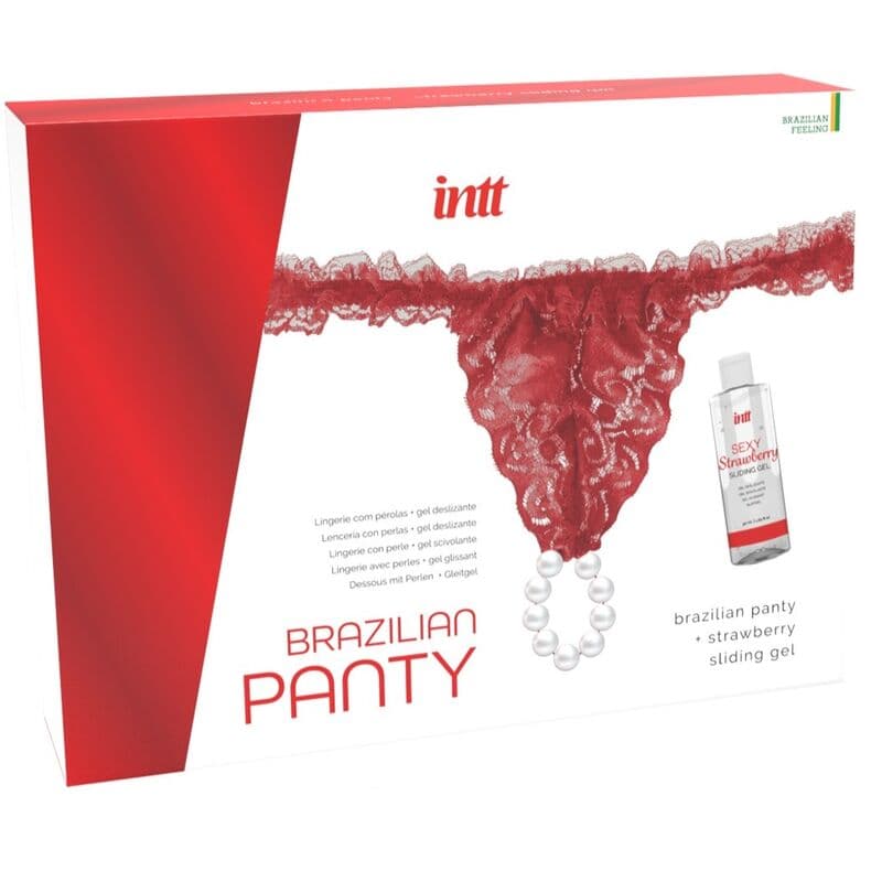 Intt Brazilian Panty Black – Perlenhöschen mit Erdbeer-Gleitgel, 50 ml – Rot, Ansicht 5