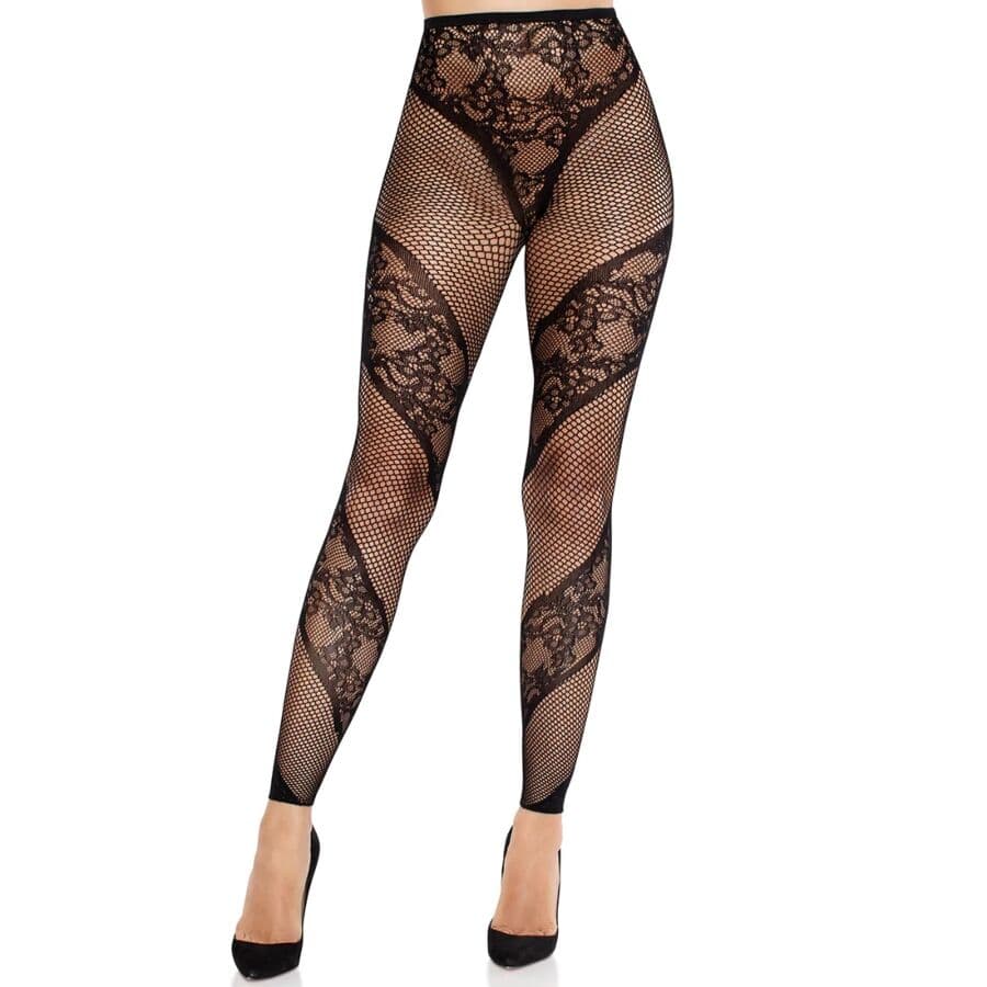 Leg Avenue Strumpfhose ohne Fuß – Spitze mit Netzeinsätzen