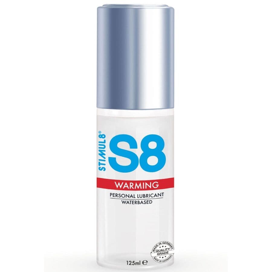 Stimul8 S8 Wärmeeffekt-Schmiermittel, 50-ml- und 125-ml-Flasche im Größenvergleich