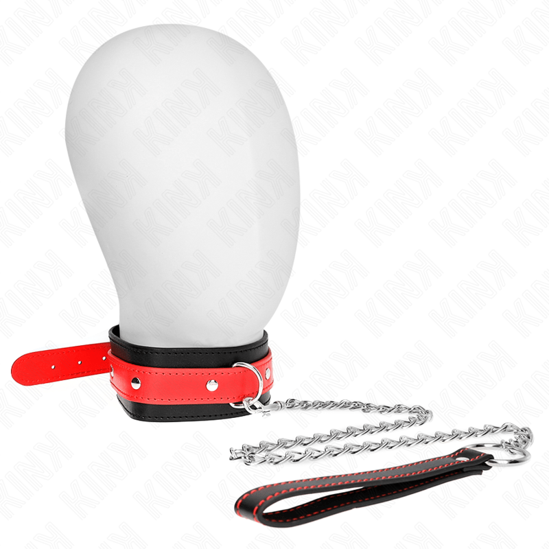 Kink – Halsband mit rotem Riemen und Leine, 36–43 cm