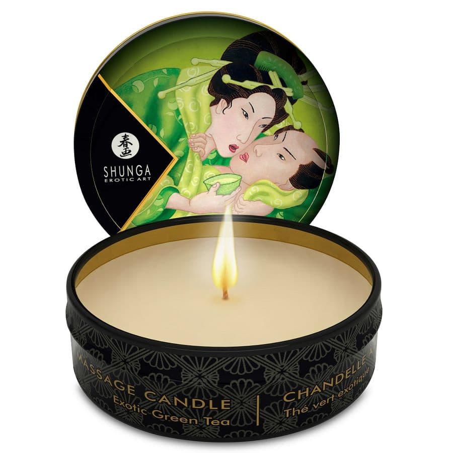 Shunga Mini Caress by Candlelight – Massagekerze, Grüner Tee